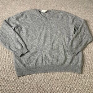 Turnbury Mens‎ Sweater Size Large Gray Cashmere Long Sleeves V-Neck Pullover